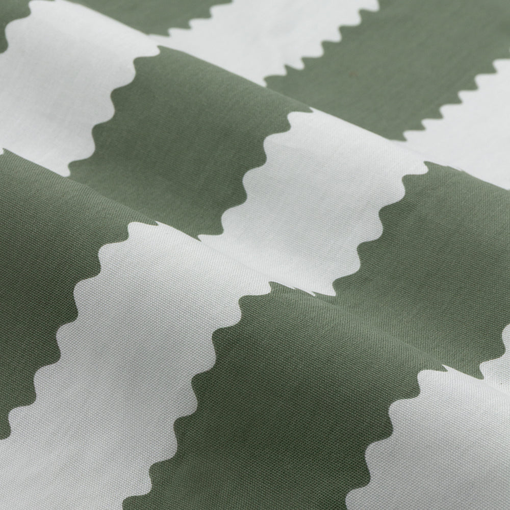 Striped Green Curtains - Birdie Stripe Fully Lined Ruffle Pencil Pleat Curtains Bay Green/Mist Wylder