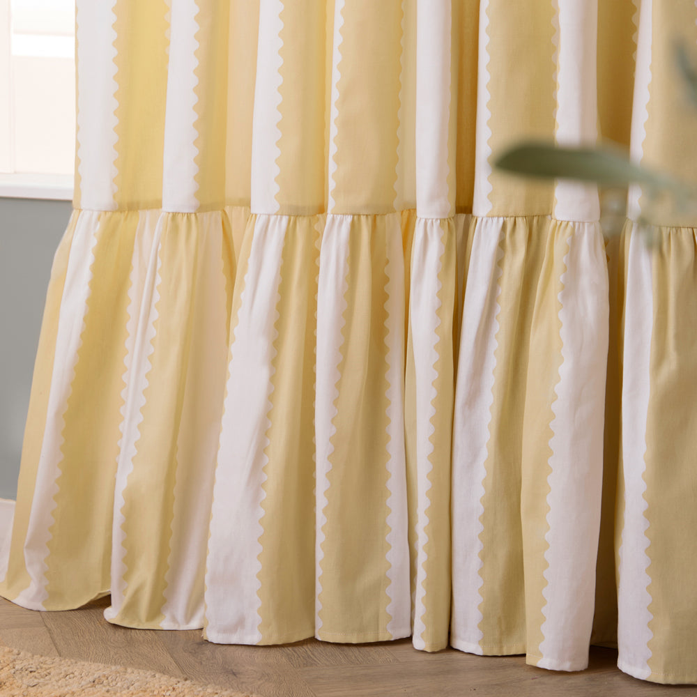 Striped Yellow Curtains - Birdie Stripe Fully Lined Ruffle Pencil Pleat Curtains Butter Yellow Wylder