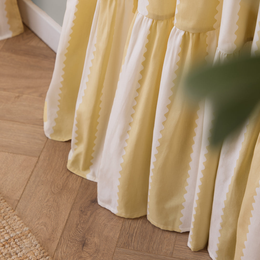Striped Yellow Curtains - Birdie Stripe Fully Lined Ruffle Pencil Pleat Curtains Butter Yellow Wylder