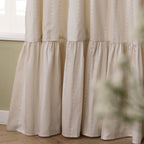 Striped Beige Curtains - Birdie Stripe Fully Lined Ruffle Pencil Pleat Curtains Oat/Milk Wylder