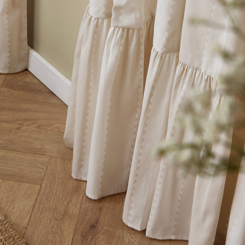 Striped Beige Curtains - Birdie Stripe Fully Lined Ruffle Pencil Pleat Curtains Oat/Milk Wylder