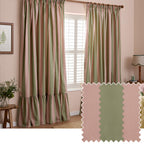 Striped Pink Curtains - Birdie Stripe Fully Lined Ruffle Pencil Pleat Curtains Pink/Green Wylder