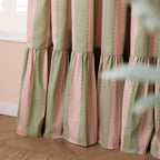 Striped Pink Curtains - Birdie Stripe Fully Lined Ruffle Pencil Pleat Curtains Pink/Green Wylder