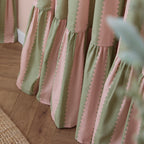 Striped Pink Curtains - Birdie Stripe Fully Lined Ruffle Pencil Pleat Curtains Pink/Green Wylder