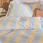 Striped Yellow Bedding - Birdie Stripe Ruffle Duvet Cover Set Lemon/Sky Wylder