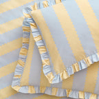 Striped Yellow Bedding - Birdie Stripe Ruffle Duvet Cover Set Lemon/Sky Wylder