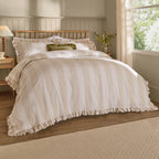 Striped Beige Bedding - Birdie Stripe Ruffle Duvet Cover Set Oat/Milk Wylder