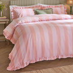 Striped Pink Bedding - Birdie Stripe Ruffle Duvet Cover Set Pink/Raspberry Wylder
