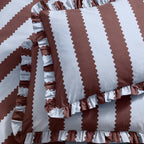 Striped Blue Bedding - Birdie Stripe Ruffle Pillowcase Pair Blue/Chocolate Wylder
