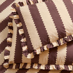 Striped Yellow Bedding - Birdie Stripe Ruffle Pillowcase Pair Buttermilk/Chocolate Wylder