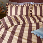 Striped Yellow Bedding - Birdie Stripe Ruffle Pillowcase Pair Buttermilk/Chocolate Wylder