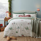 Woodland Cream Bedding - Christmas Tree Lane 100% Cotton Duvet Cover Set Natural/Sage Wylder