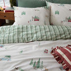 Woodland Cream Bedding - Christmas Tree Lane 100% Cotton Duvet Cover Set Natural/Sage Wylder