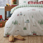 Woodland Cream Bedding - Christmas Tree Lane 100% Cotton Duvet Cover Set Natural/Sage Wylder