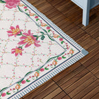 Floral Blue Rugs - Claudia Floral Printed Indoor/Outdoor Rug Candy Red Wylder