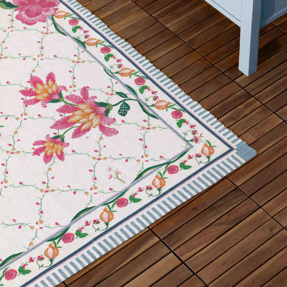 Floral Blue Rugs - Claudia Floral Printed Indoor/Outdoor Rug Candy Red Wylder