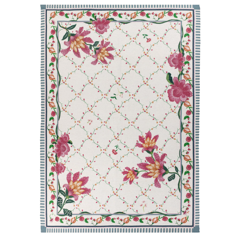Floral Blue Rugs - Claudia Floral Printed Indoor/Outdoor Rug Candy Red Wylder
