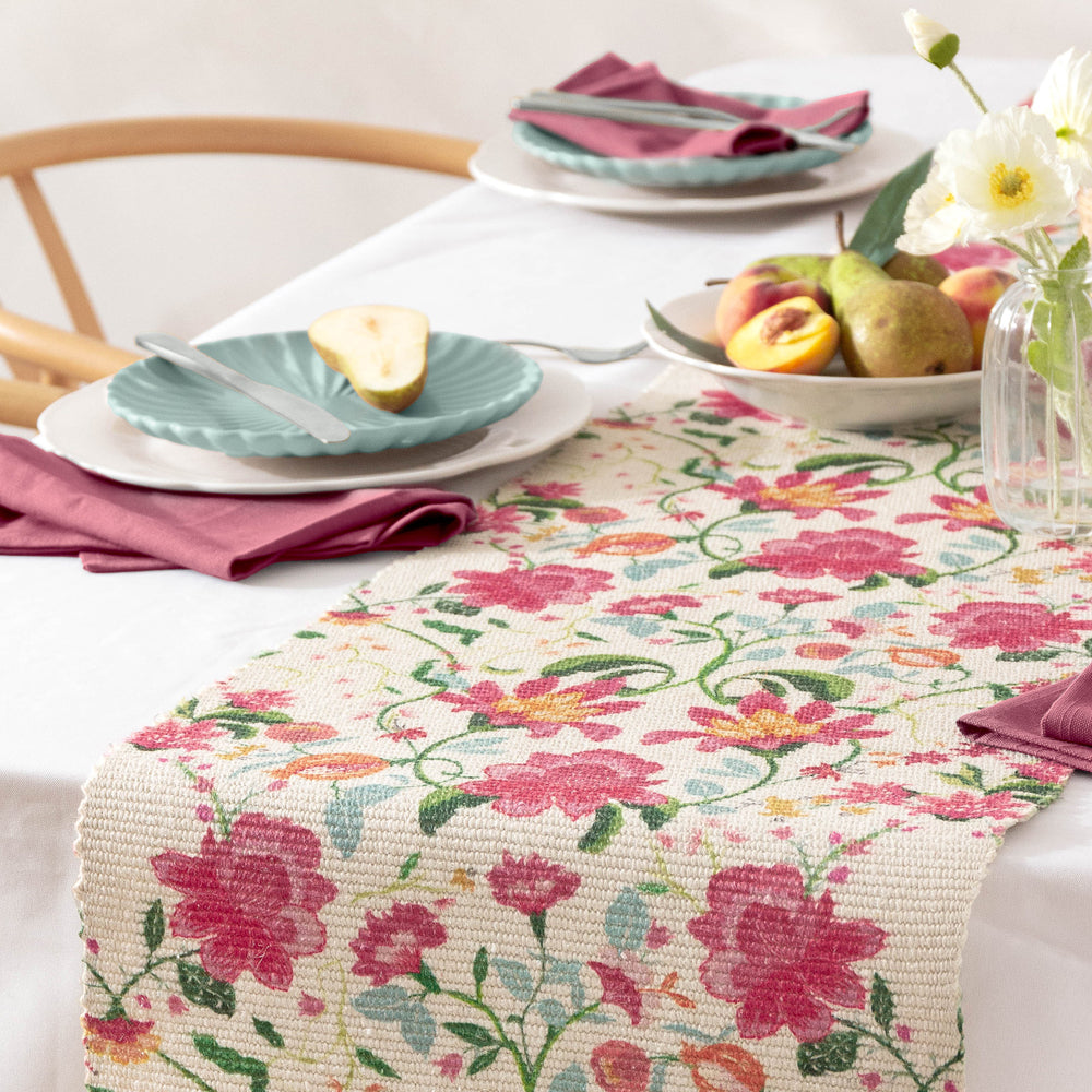 Floral Red Kitchen - Claudia Indoor/Outdoor Table Runner Candy Red Wylder Nature
