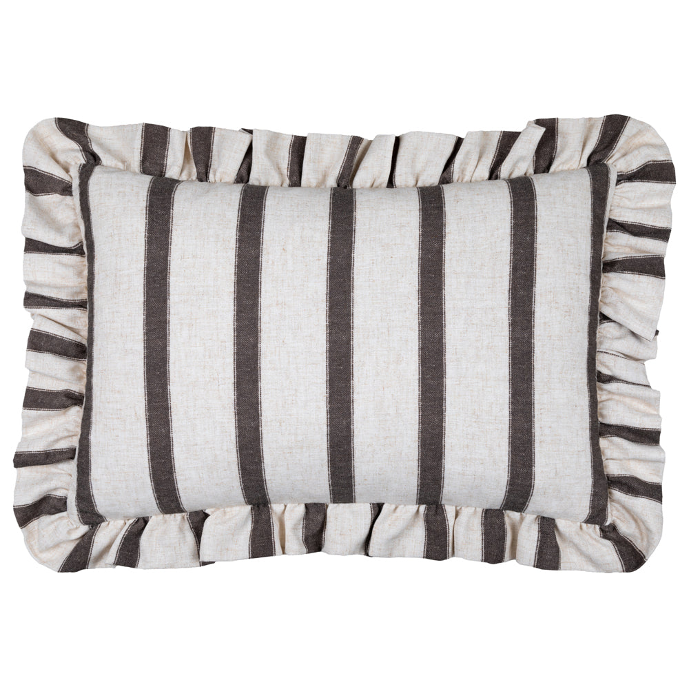 Striped Brown Cushions - Connie Striped Ruffle Cushion Cover Chocolate Wylder