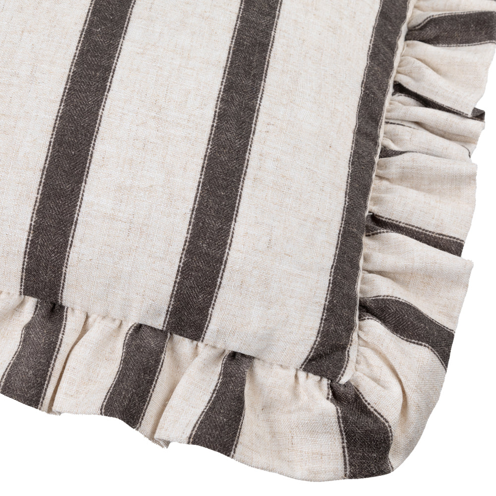 Striped Brown Cushions - Connie Striped Ruffle Cushion Cover Chocolate Wylder