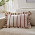 Striped Pink Cushions - Connie Striped Ruffle Cushion Cover Clay Pink Wylder