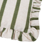 Striped Green Cushions - Connie Striped Ruffle Cushion Cover Moss Wylder