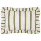 Striped Green Cushions - Connie Striped Ruffle Cushion Cover Olive Wylder