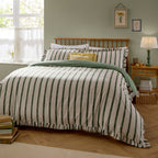 Striped Green Bedding - Connie Striped Ruffle Duvet Cover Set Moss Wylder