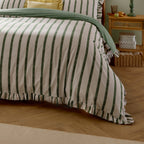 Striped Green Bedding - Connie Striped Ruffle Duvet Cover Set Moss Wylder