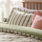 Striped Green Bedding - Connie Striped Ruffle Duvet Cover Set Olive Wylder