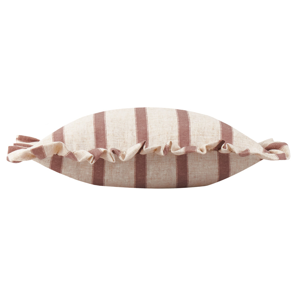 Striped Pink Cushions - Connie Square Striped Ruffle Cushion Cover Clay Pink Wylder