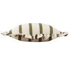 Striped Green Cushions - Connie Square Striped Ruffle Cushion Cover Moss Wylder