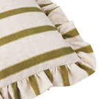 Striped Green Cushions - Connie Square Striped Ruffle Cushion Cover Olive Wylder
