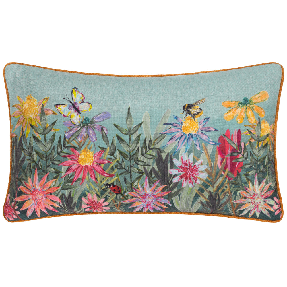 Floral Blue Cushions - Country Wilds Blossom Meadow Printed Cushion Cover Sky Blue Wylder Nature