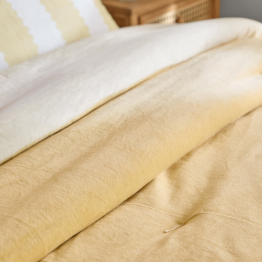 Plain Yellow Bedding - Edie 100% Cotton Velvet Bedspread Butter Yellow Wylder