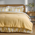 Plain Yellow Bedding - Edie 100% Cotton Velvet Bedspread Butter Yellow Wylder