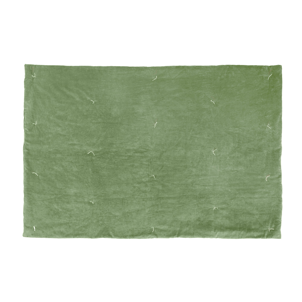 Plain Green Bedding - Edie 100% Cotton Velvet Bedspread Green Wylder