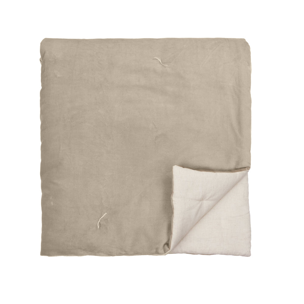 Plain Beige Bedding - Edie 100% Cotton Velvet Bedspread Natural Wylder