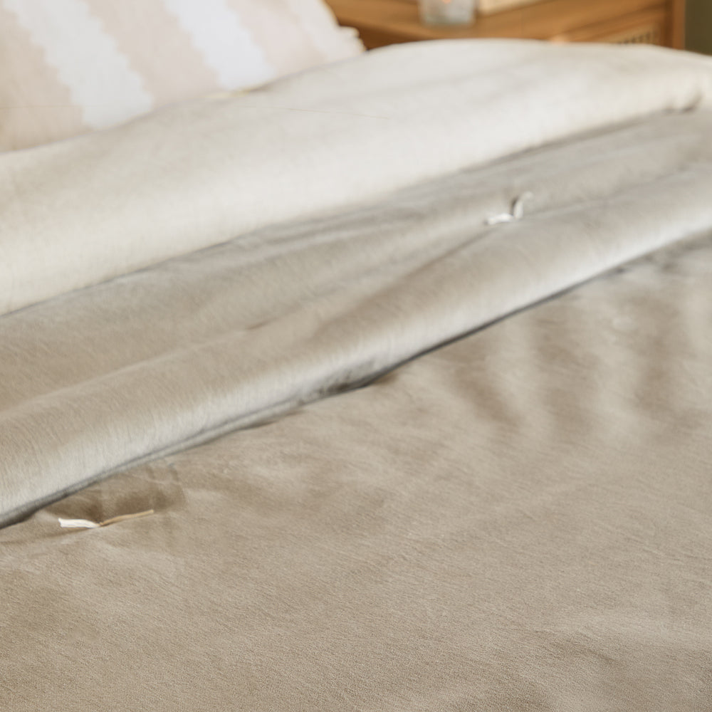 Plain Beige Bedding - Edie 100% Cotton Velvet Bedspread Natural Wylder