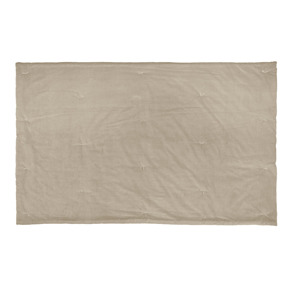 Plain Beige Bedding - Edie 100% Cotton Velvet Bedspread Natural Wylder