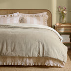 Plain Beige Bedding - Edie 100% Cotton Velvet Bedspread Natural Wylder