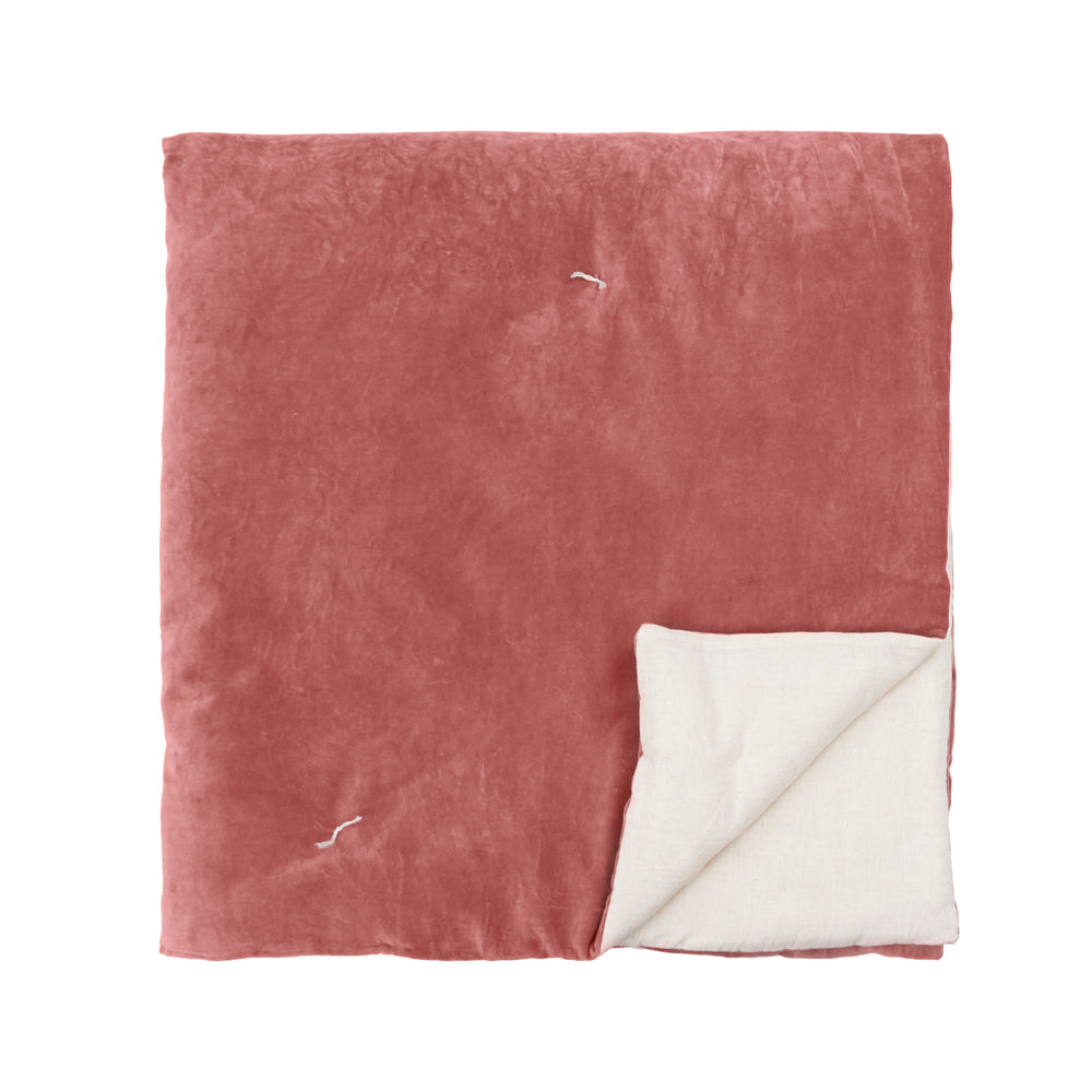 Plain Pink Bedding - Edie 100% Cotton Velvet Bedspread Rose Wylder
