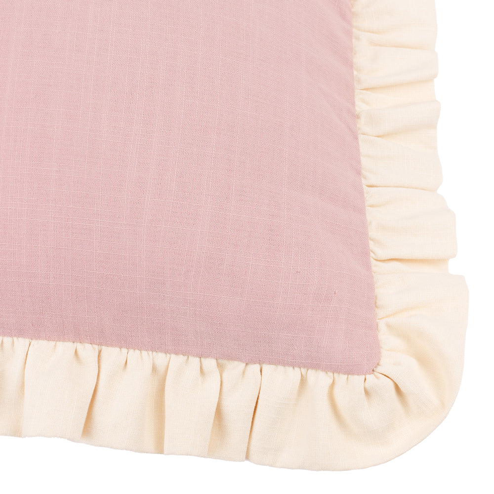 Plain Pink Cushions - Effie 100% Cotton Ruffle Cushion Cover Petal/Vintage Cream Wylder