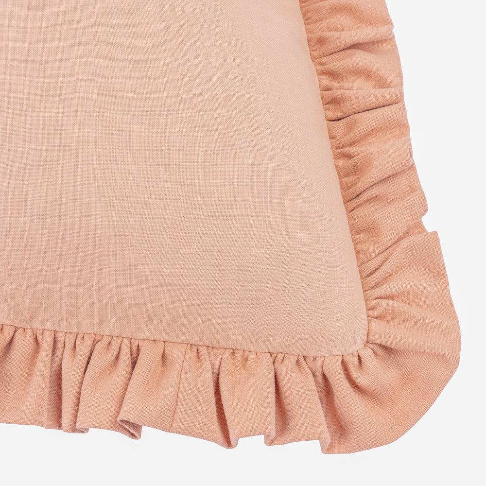 Plain Pink Cushions - Effie 100% Cotton Ruffle Cushion Cover Rose/Vintage Blush Wylder