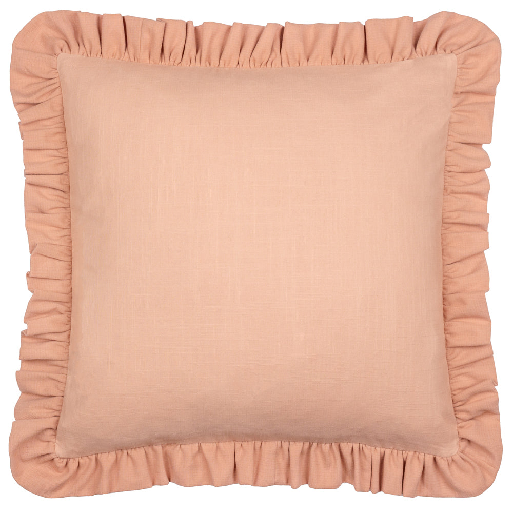 Plain Pink Cushions - Effie 100% Cotton Ruffle Cushion Cover Rose/Vintage Blush Wylder