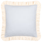 Plain Blue Cushions - Effie 100% Cotton Ruffle Cushion Cover Sky Blue/Vintage Cream Wylder