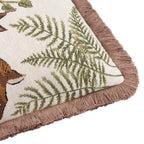 Woodland Green Cushions - Fable Rabbits Embroidered 100% Cotton Feather Filled Cushion Willow Green Wylder