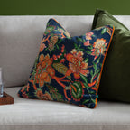 Floral Blue Cushions - Georgia Printed Velvet Cushion Cover Royal Blue Wylder
