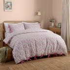 Floral Pink Bedding - Hannah Floral 100% Cotton Duvet Cover Set Pink Wylder