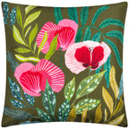 Floral Green Cushions - House of Bloom Square Poppy Outdoor Cushion Cover Olive Wylder